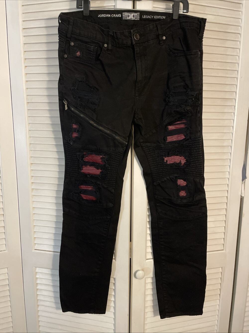 Jordan Craig Jeans Mens 36X32 Black Legacy Edition Aaron Fit Distressed Grunge